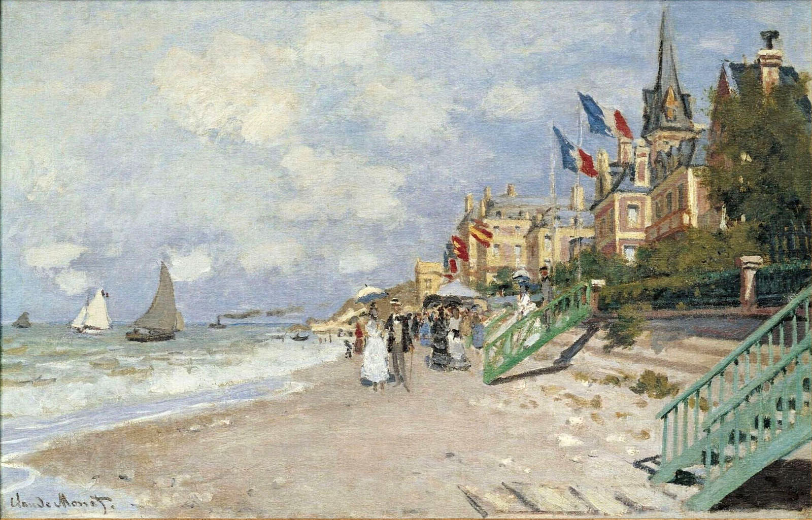 The Boardwalk on the Beach at Trouville by Claude Monet