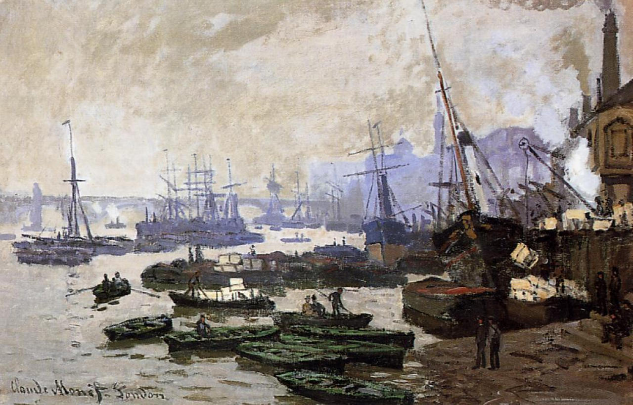 Boats in the Pool of London by Claude Monet