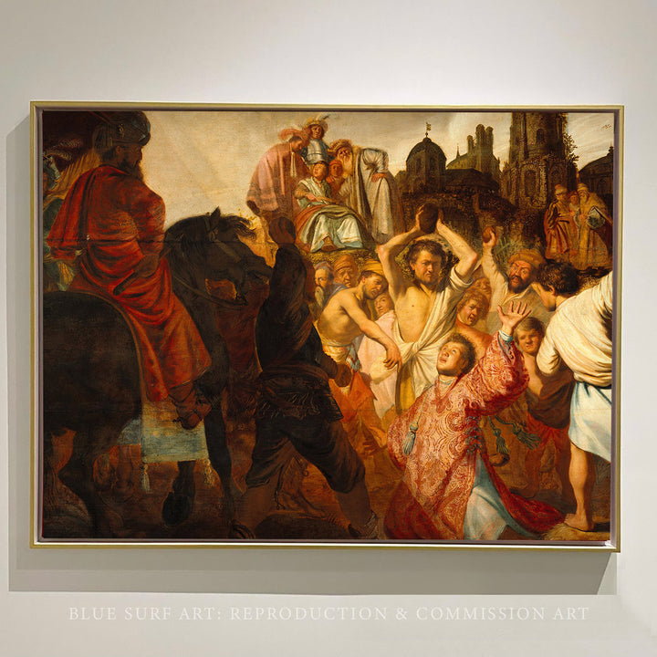 The Stoning of St. Stephen by Rembrandt Wall Art Reproduction for Sale by Blue Surf Art - 1