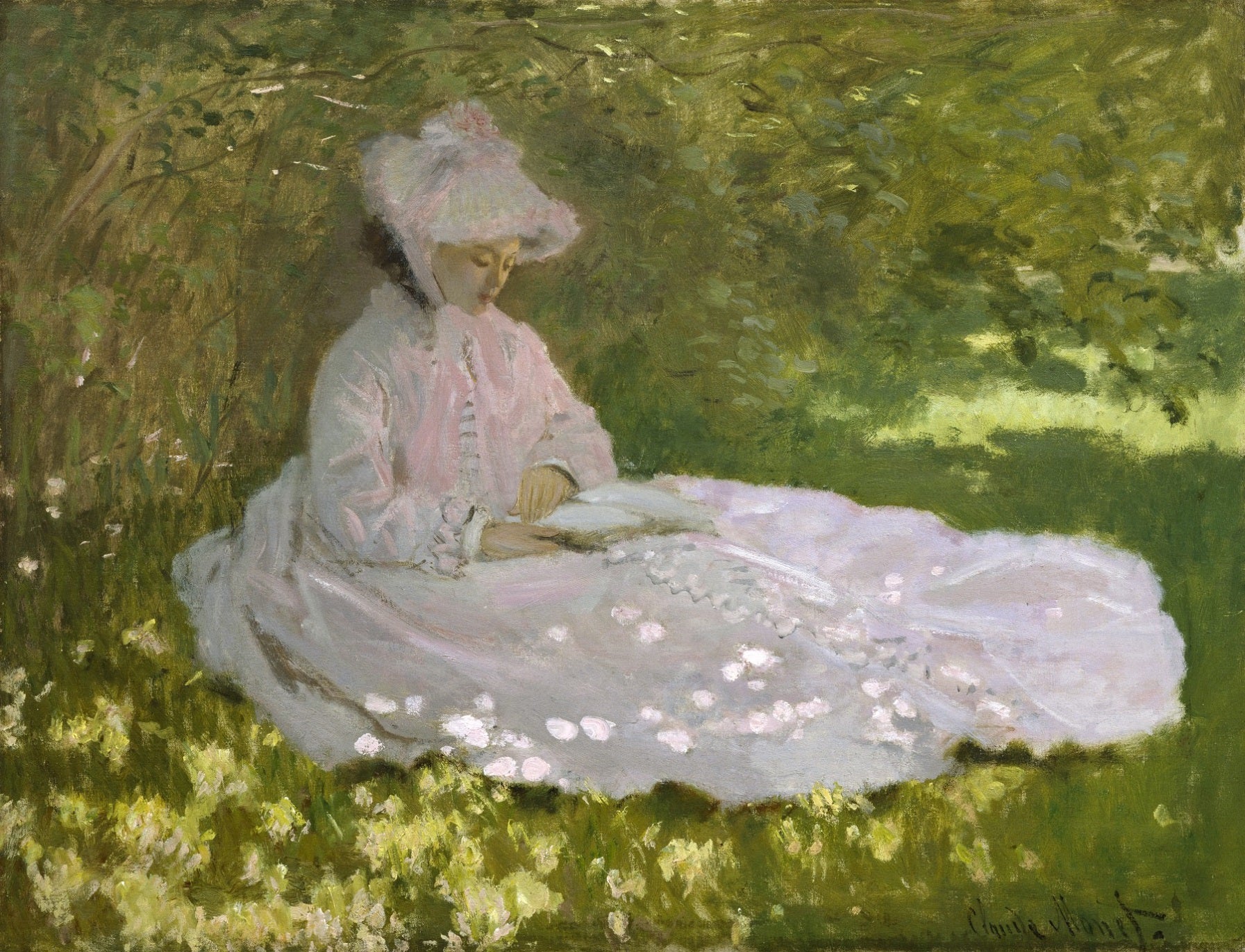 a Woman Reading by Claude Monet. monet wall art, monet reproduction painting, home decor,