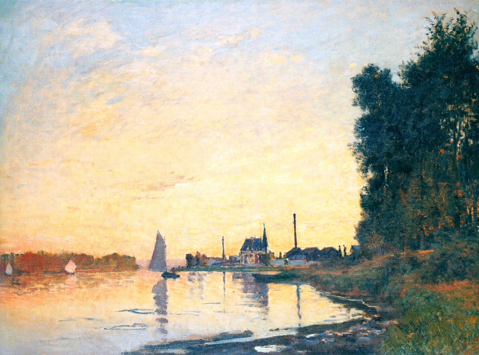 Argenteuil, Late Afternoon by Claude Monet. Monet's reproduction, wall art, home decor, monet wall art, sea painting