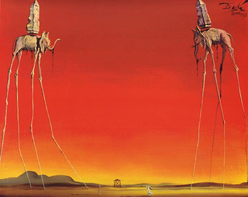 The Elephants by Salvador Dalí Reproduction for Sale - Blue Surf Art