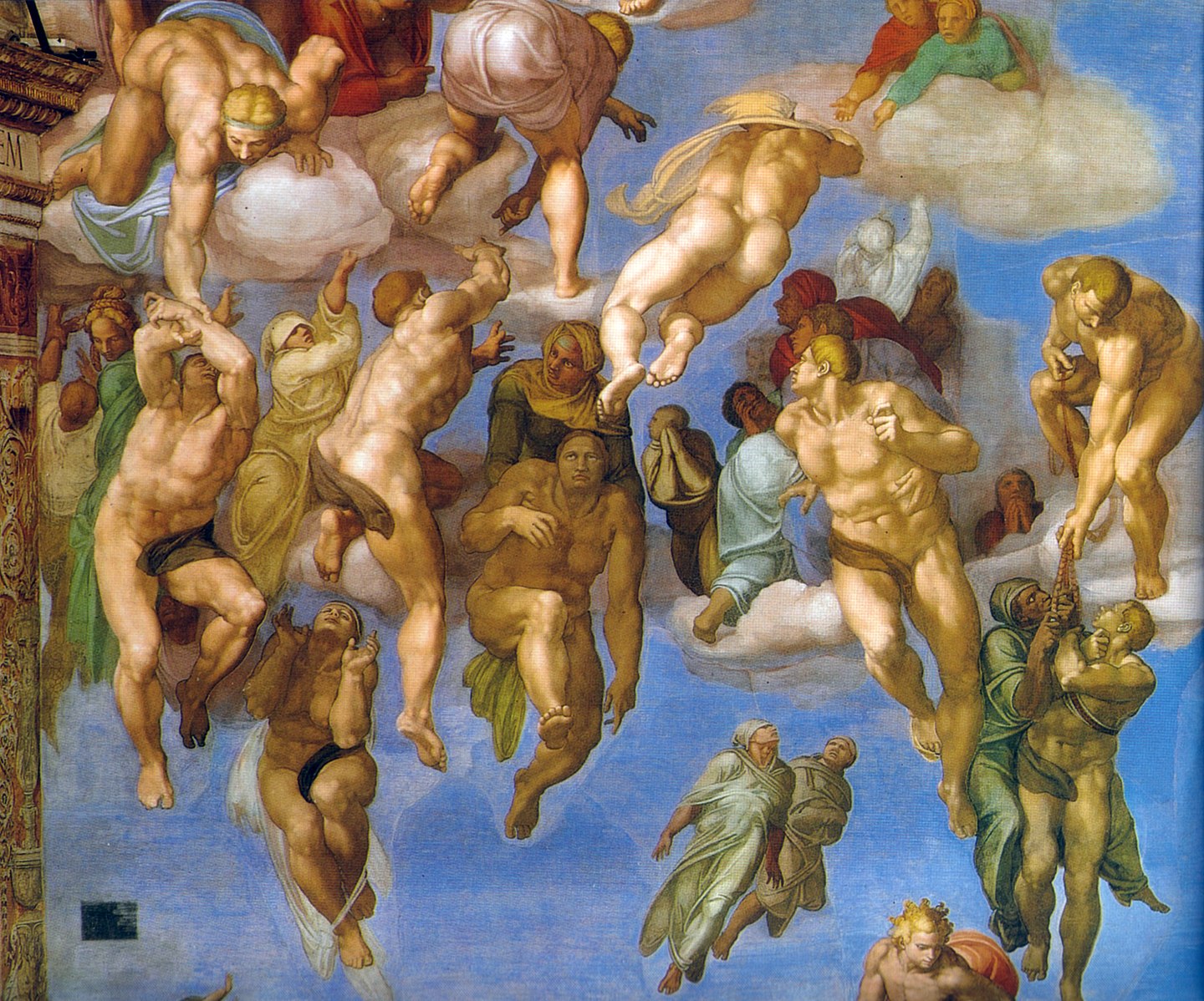 The Last Judgment, detail of the Redeemed by Michelangelo Reproduction for Sale - Blue Surf Art