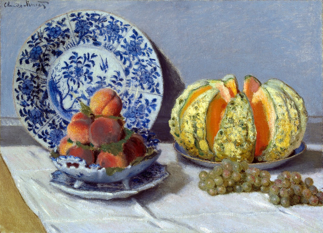 Still Life with Melon by Claude Monet. Monet artwork, Monet reproduction for sale, Monet oil on canvas, home decor