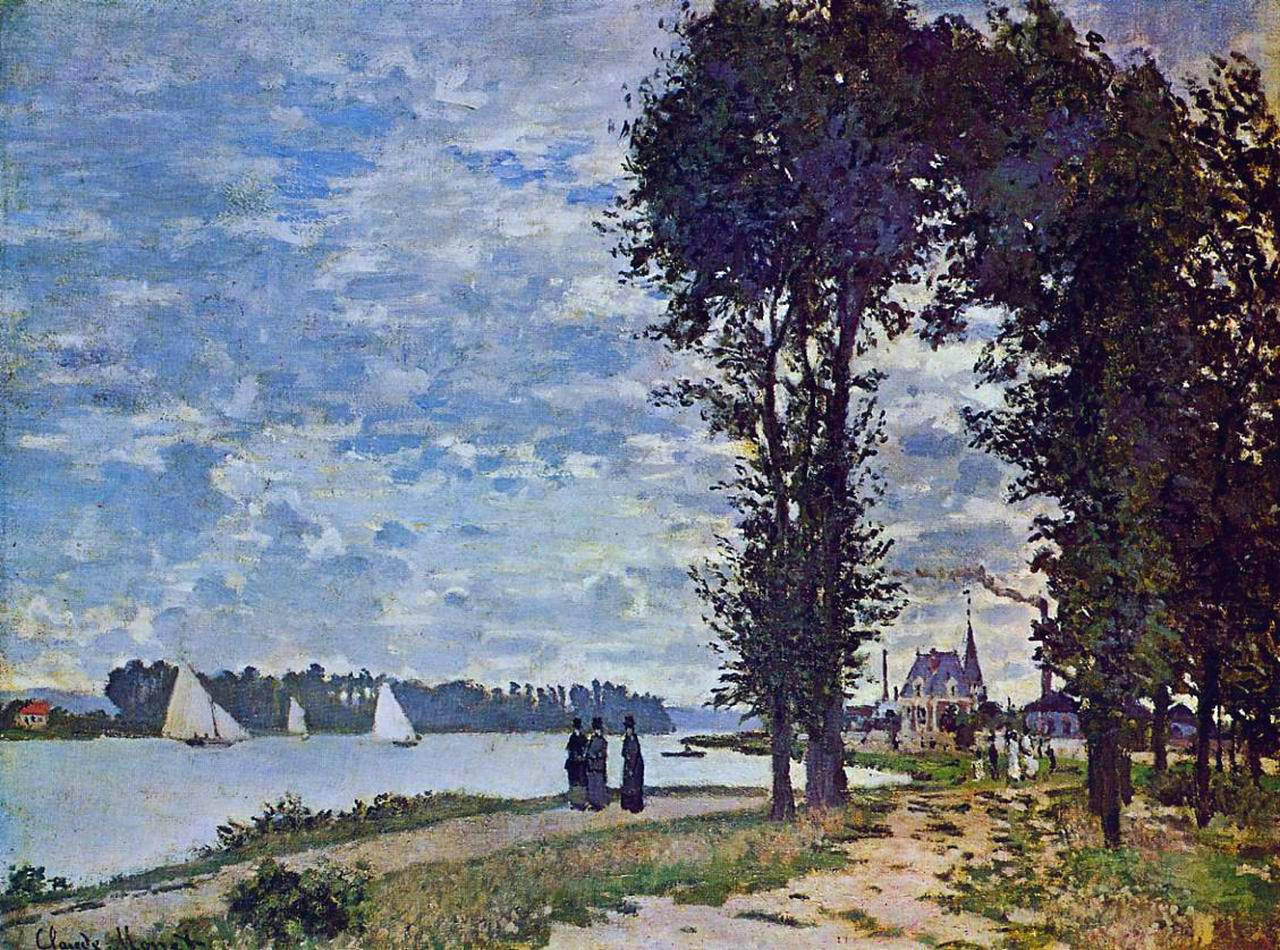 The Banks of the Seine at Argenteuil by Claude Monet. Monet reproduction for sale, Monet artwork, Monet canvas art painting.