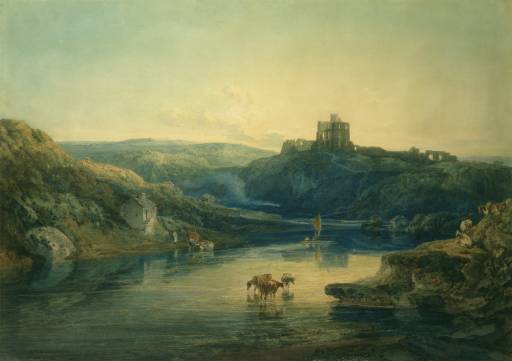 Norham Castle, Sunrise by J. M. W. Turner. Turner artworks, Turner canvas art, J. M. W. Turner oil painting, Turner reproduction for sale. Landscape paintings, Turner art decor, Turner oil painting on canvas, Blue Surf Art
