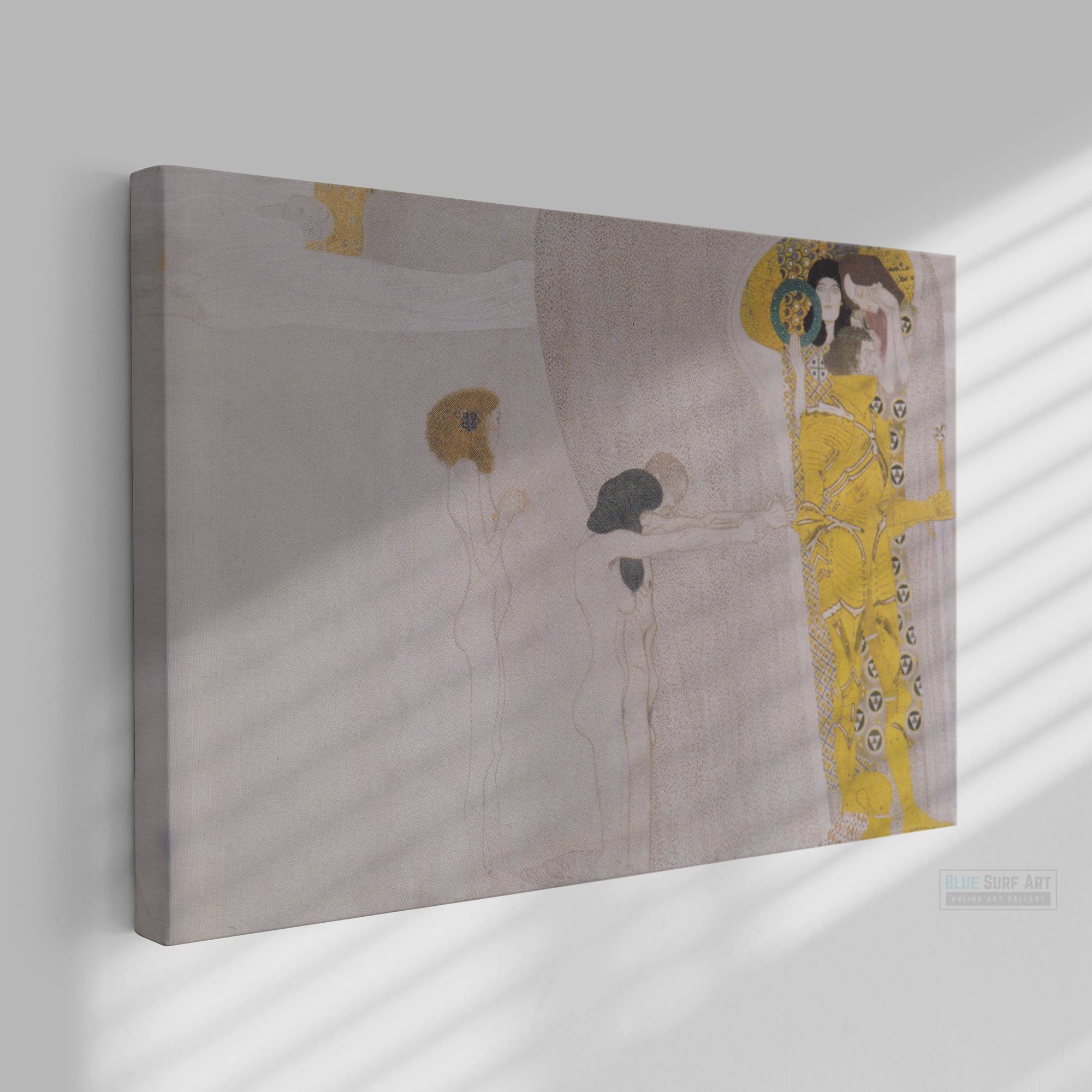 The Beethoven Frieze: The Longing for Happiness. oil painting on canvas by Blue Surf Art side view