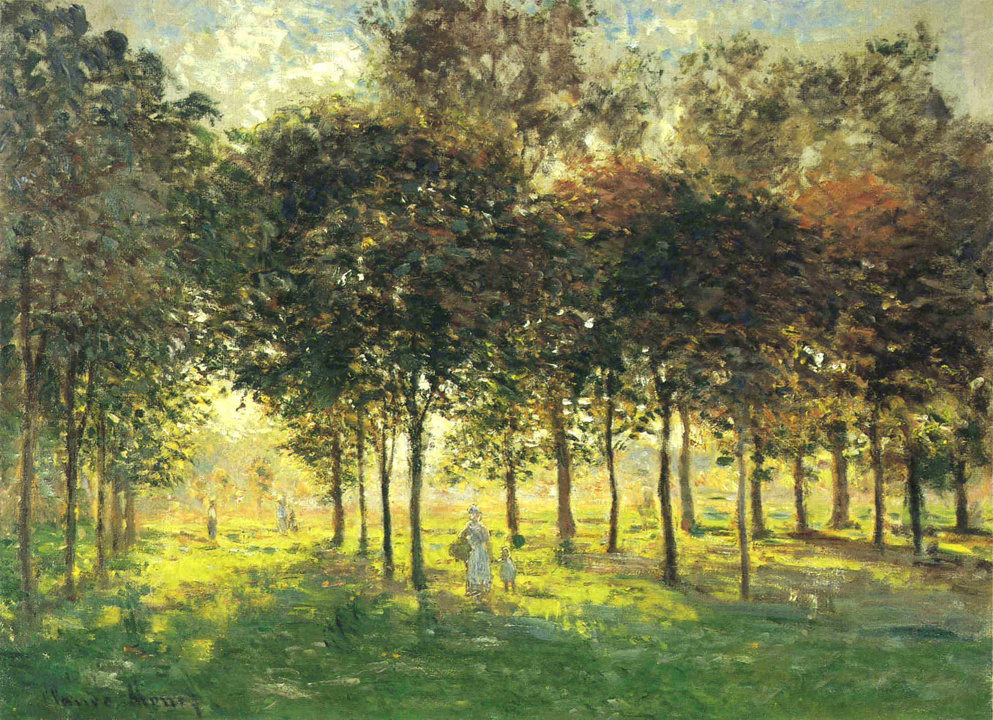 The Promenade at Argenteuil, Soleil Couchant by Claude Monet