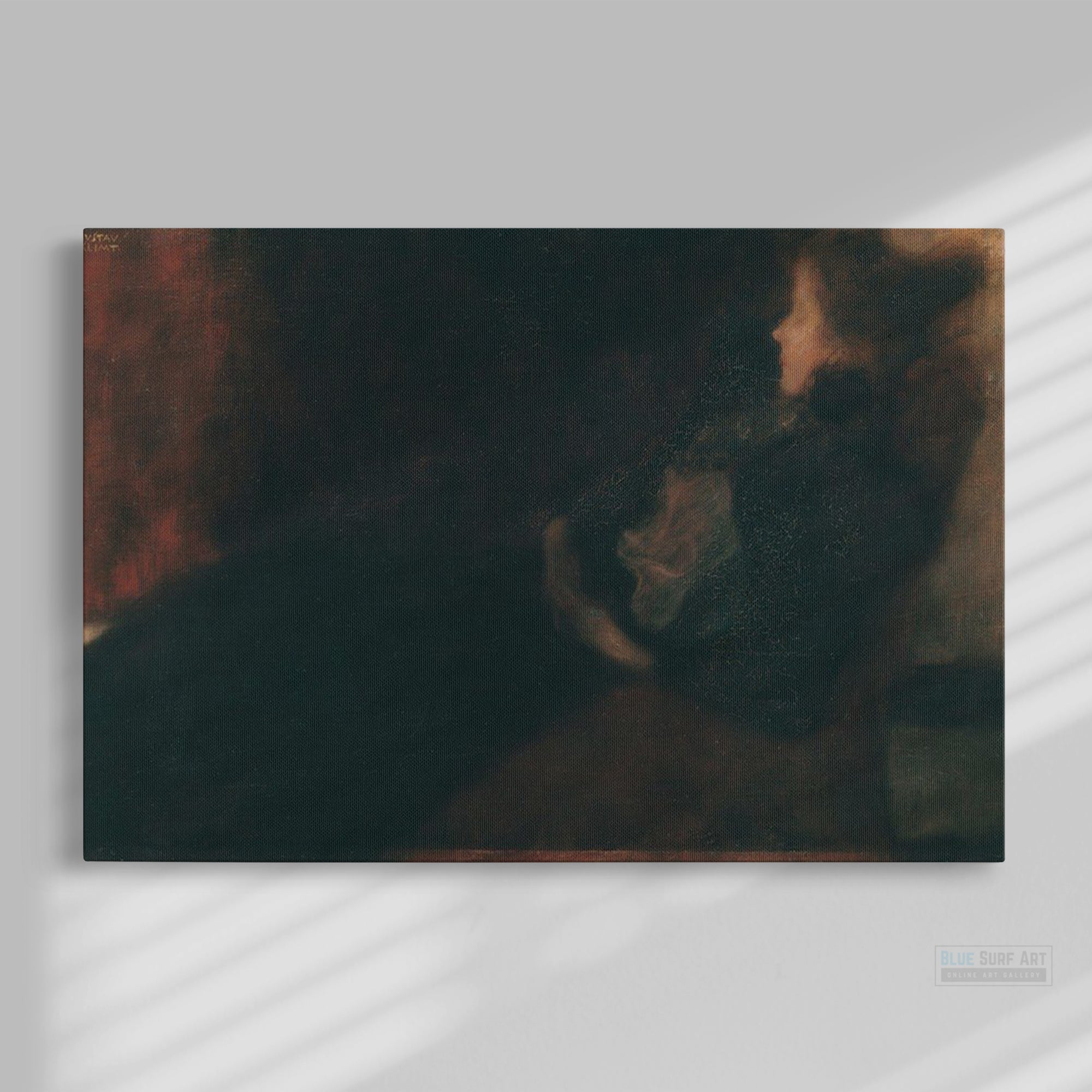 Lady by the Fireplace by Gustav Klimt. Reproduction painting. Oil on canvas.