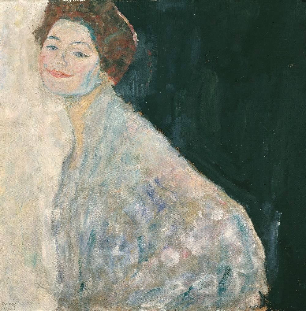 Portrait of a Lady in White by Gustav Klimt. Reproduction Oil on Canvas –  Blue Surf Art