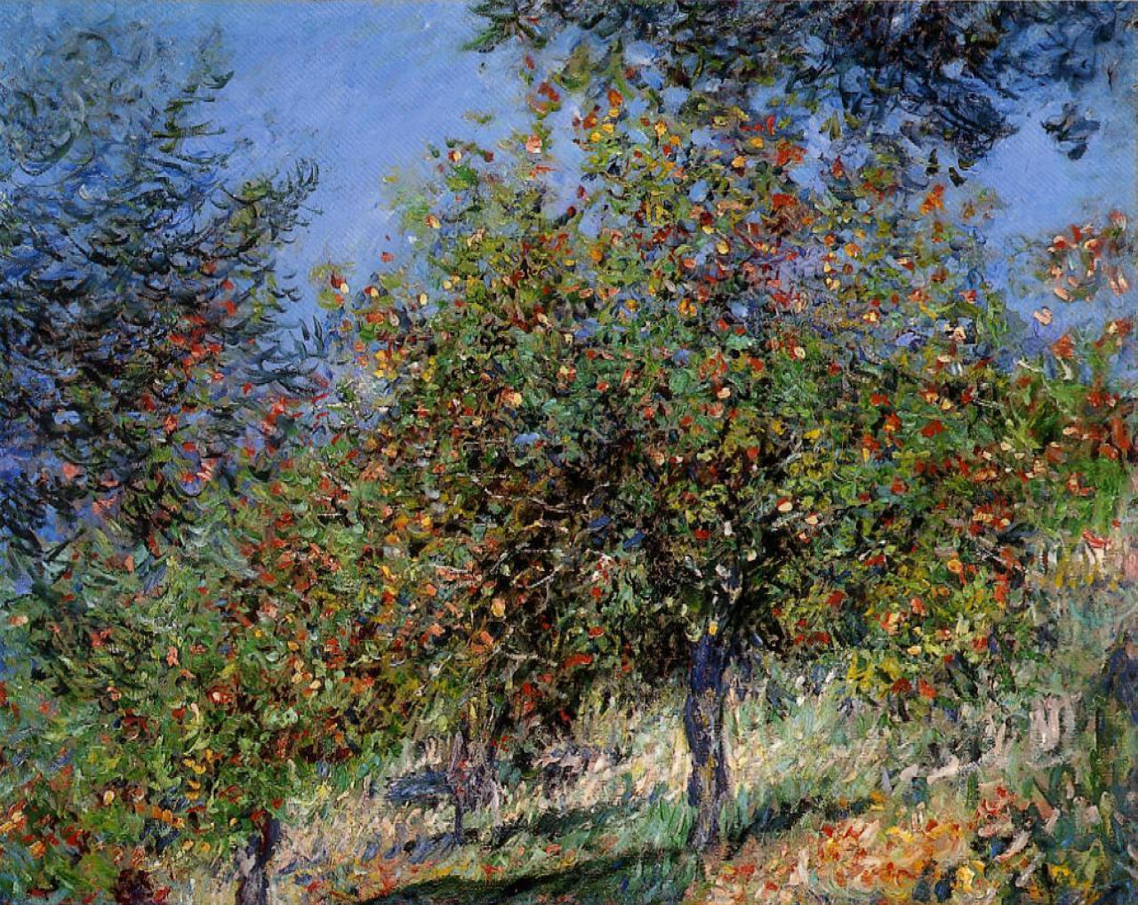 Apple Trees on the Chantemesle Hill by Claude Monet. Monet reproduction for sale, monet canvas art, monet artworks, monet canvas