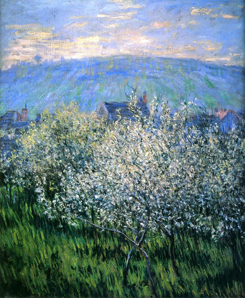 Plums Blossom by Claude Monet. Blue Surf Art