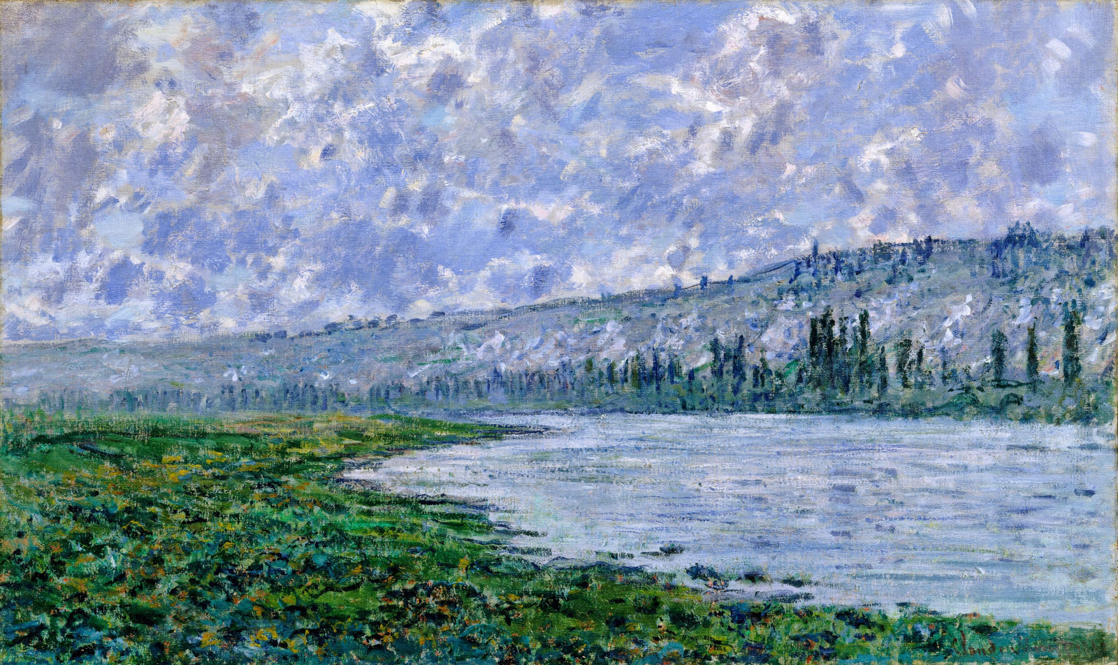 The Seine and the Chaantemesle 1880 by Claude Monet Reproduction for Sale Blue Surf Art