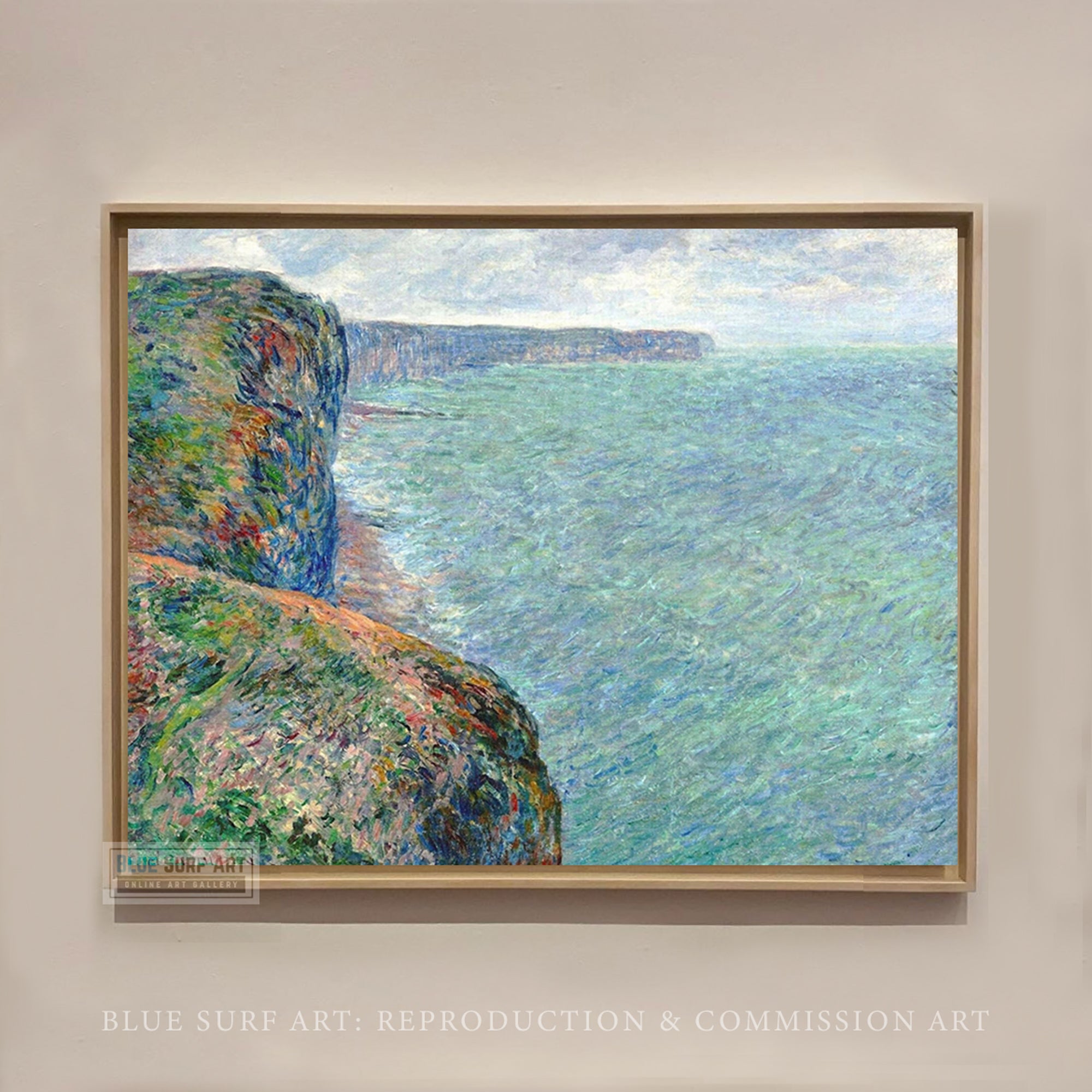 The Sea Seen from the Cliffs of Fecamp 1881 by Claude Monet, Monet Reproduction for Sale Blue Surf Art