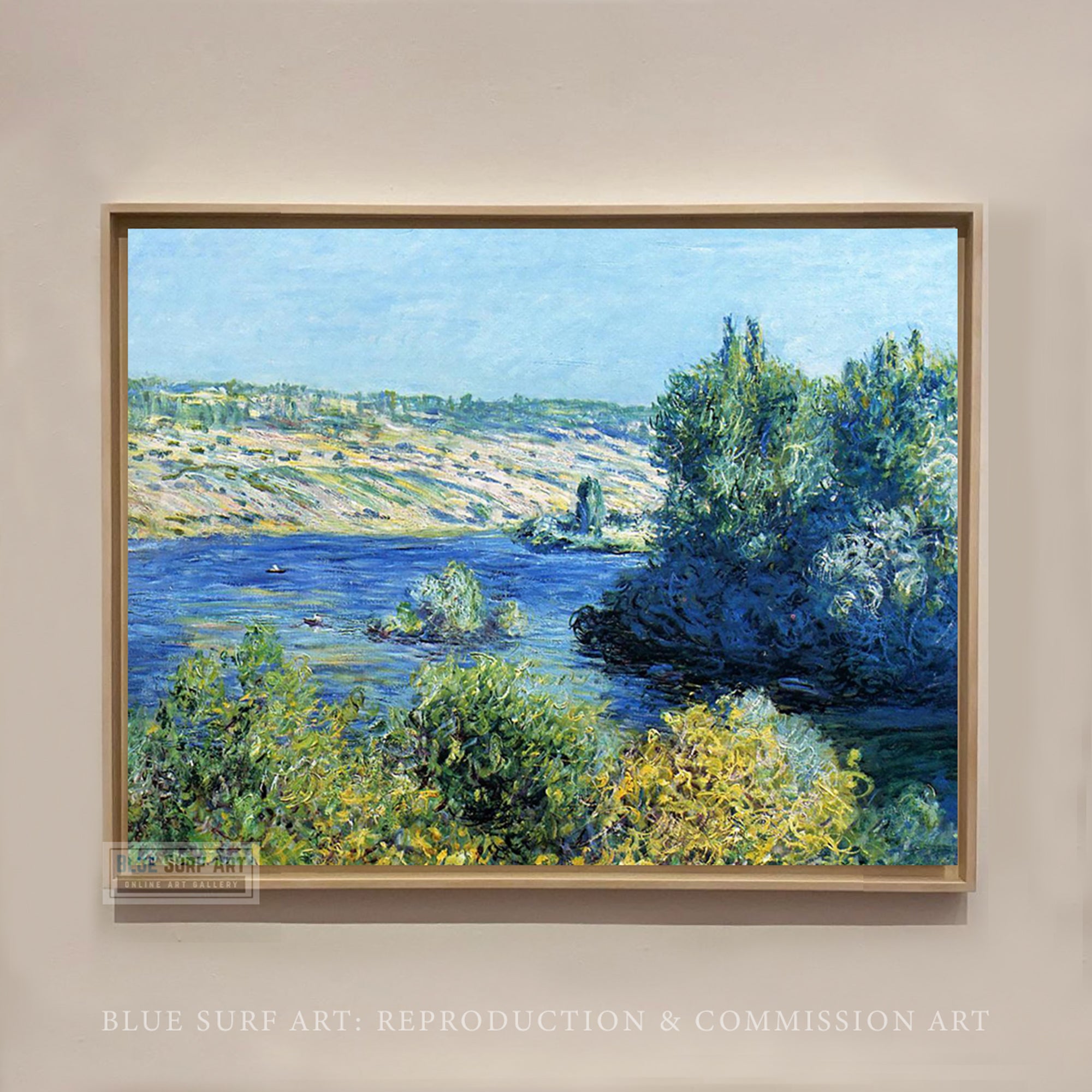 The Seine at Vetheuil 1881 by Claude Monet, Monet Reproduction for Sale Blue Surf Art 1