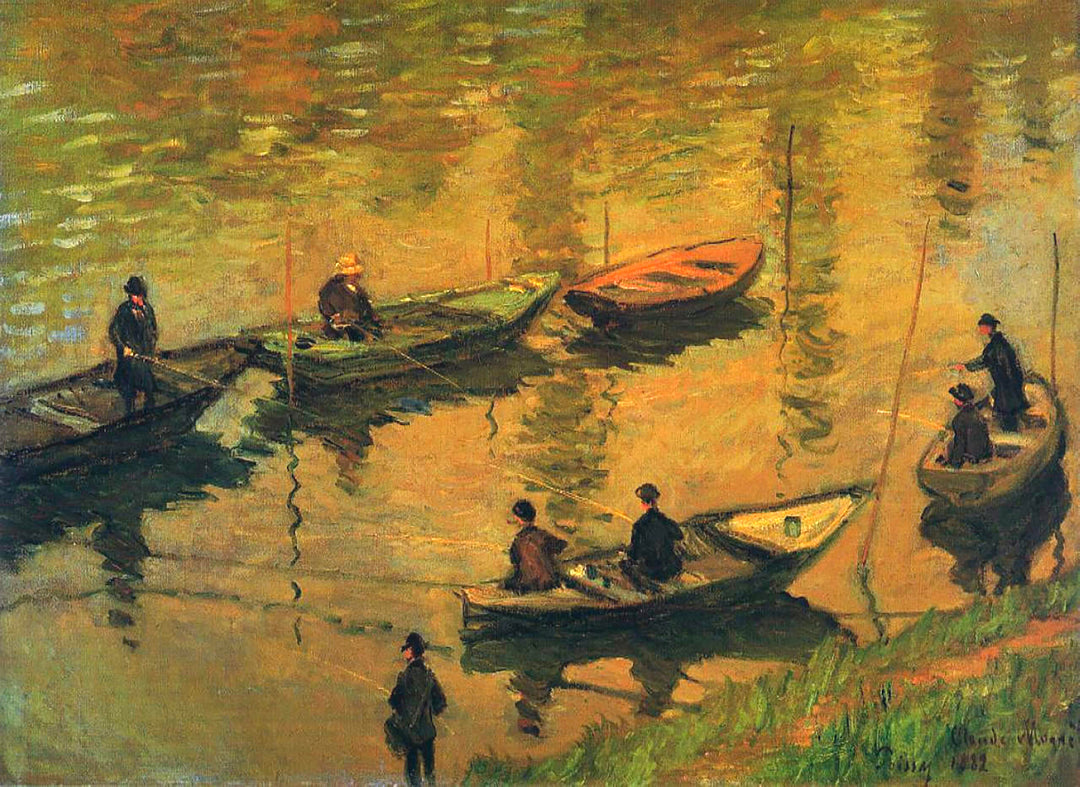 Anglers on the Seine at Poissy 1881 by Claude Monet Reproduction for Sale by Blue Surf Art
