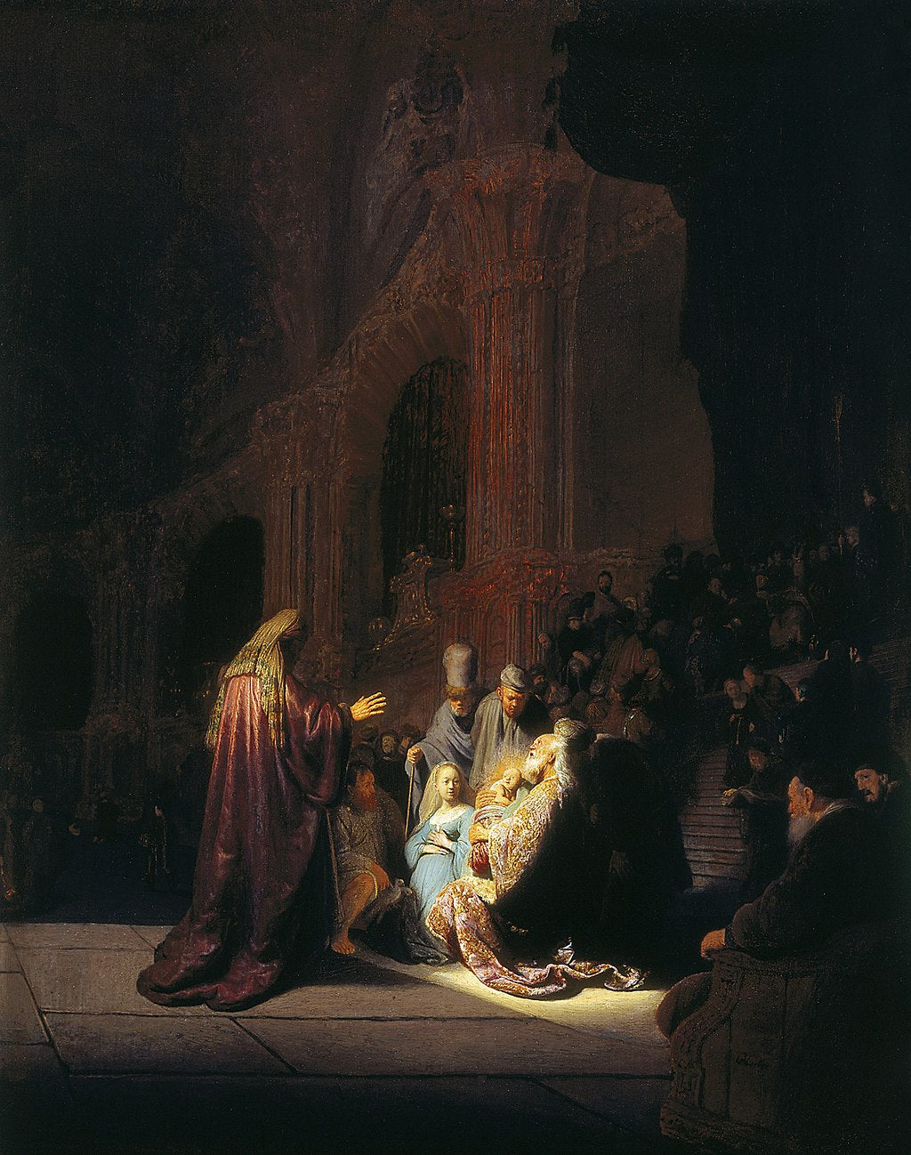Simeon in the Temple Painting by Rembrandt Oil on Canvas Reproduction by Blue Surf Art