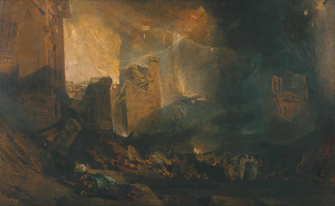 The Destruction of Sodom by J. M. W. Turner. Turner artworks, Turner canvas art, J. M. W. Turner oil painting, Turner reproduction for sale. Landscape paintings, Turner art decor, Turner oil painting on canvas, Blue Surf Art