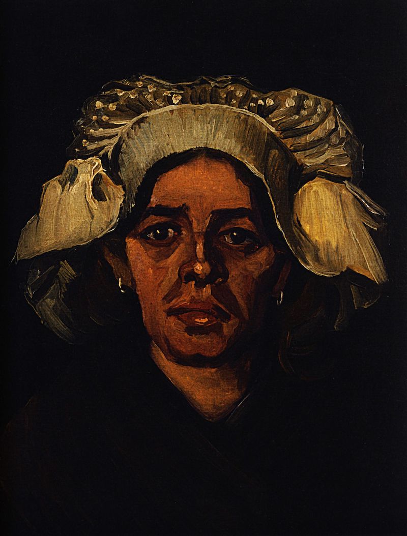 Head of a Peasant Woman with White Cap by Van Gogh Reproduction for Sale - Blue Surf Art