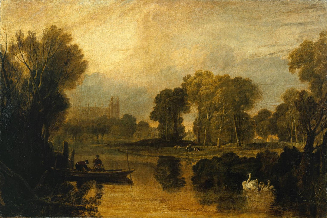 The Thames at Eton by J. M. W. Turner. Seascape painting, Turner artworks, Turner canvas art, J. M. W. Turner oil painting, Turner reproduction for sale. Landscape paintings, Turner art decor, Turner oil painting on canvas, Blue Surf Art