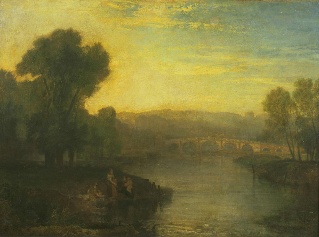 View of Richmond Hill and Bridge by J. M. W. Turner. Seascape painting, Turner artworks, Turner canvas art, J. M. W. Turner oil painting, Turner reproduction for sale. Landscape paintings, Turner art decor, Turner oil painting on canvas, Blue Surf Art