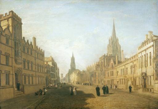 High Street, Oxford by J. M. W. Turner. Seascape painting, Turner artworks, Turner canvas art, J. M. W. Turner oil painting, Turner reproduction for sale. Landscape paintings, Turner art decor, Turner oil painting on canvas, Blue Surf Art