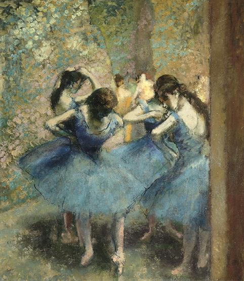 Danseuses bleues Painting by Edgar Degas Reproduction Oil on Canvas. BlueSurfArt.com