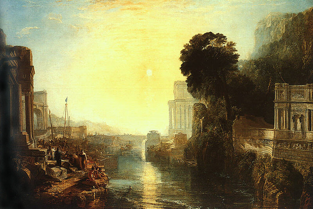 Dido Building Carthage by J. M. W. Turner. Seascape painting, Turner artworks, Turner canvas art, J. M. W. Turner oil painting, Turner reproduction for sale. Landscape paintings, Turner art decor, Turner oil painting on canvas, Blue Surf Art