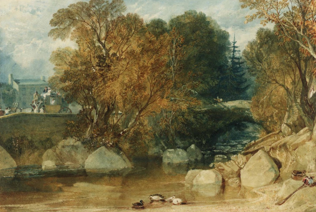 Ivy Bridge, Devonshire by J. M. W. Turner. Seascape painting, Turner artworks, Turner canvas art, J. M. W. Turner oil painting, Turner reproduction for sale. Landscape paintings, Turner art decor, Turner oil painting on canvas, Blue Surf Art