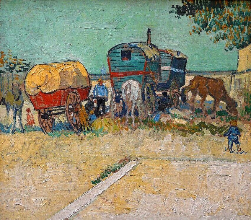 Gypsy Camp near Arles, 1888 by Van Gogh Reproduction for Sale - Blue Surf Art
