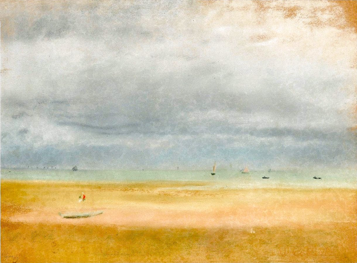 Plage à Marée Basse Painting by Edgar Degas Reproduction Oil on Canvas. Blue Surf Art .com