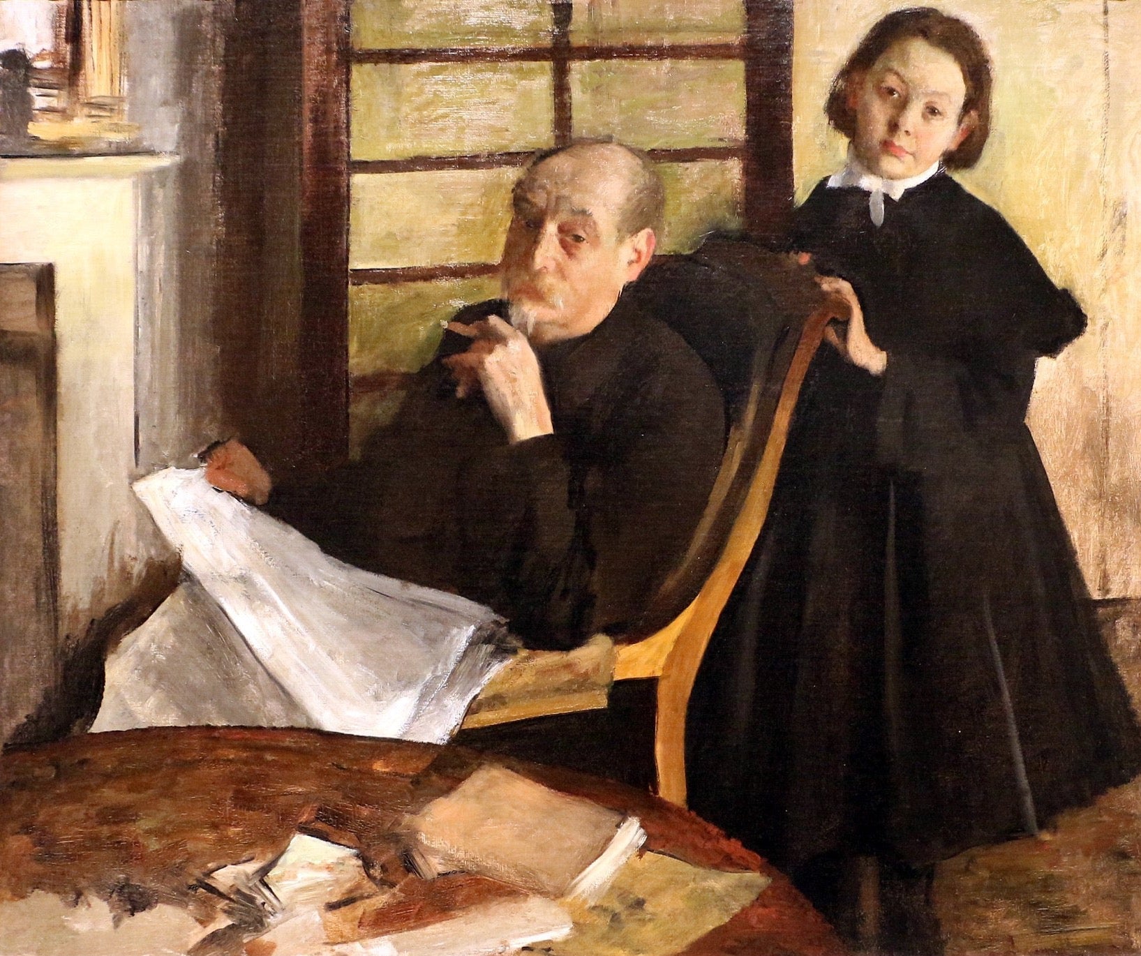 Henri Degas and his niece lucia degas (the artist's uncle and cousin) Painting by Edgar Degas Reproduction Oil on Canvas