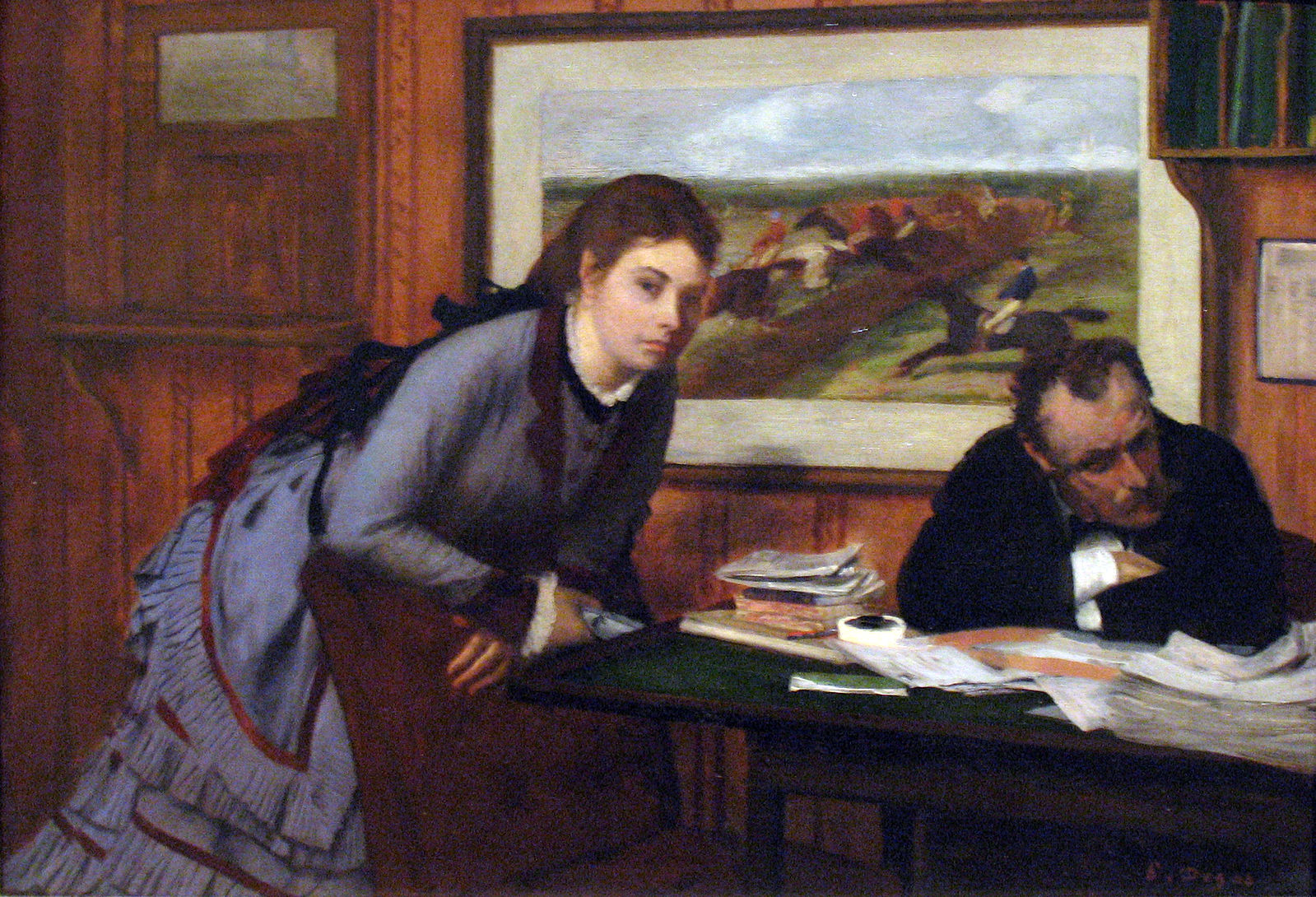 Sulking Painting by Edgar Degas Reproduction Oil on Canvas. Blue surf Art .com