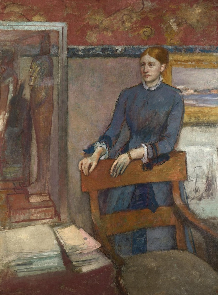 Helene Rouart in her Father's Study Painting by Edgar Degas Reproduction Oil on Canvas. Blue Surf Art .com