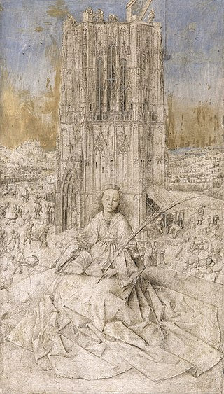 Saint Barbara by Jan Van Eyck Reproduction Painting by Blue Surf Art