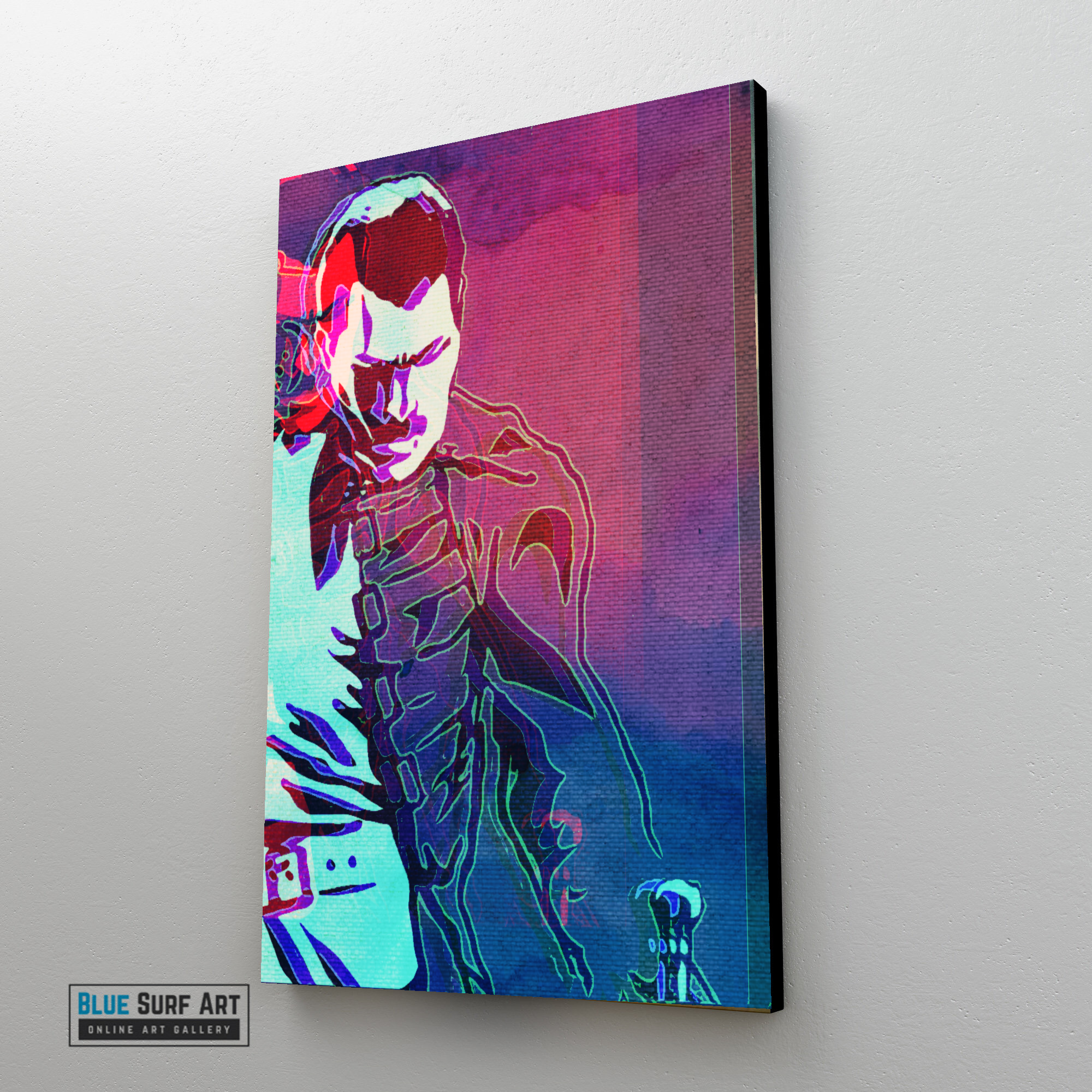 Freddie Mercury Wall Art, Queen Freddie Canvas Art, Queen UK Band Wall Art, Freddie Mercury prints, Freddie Mercury Paintings by Blue Surf Art