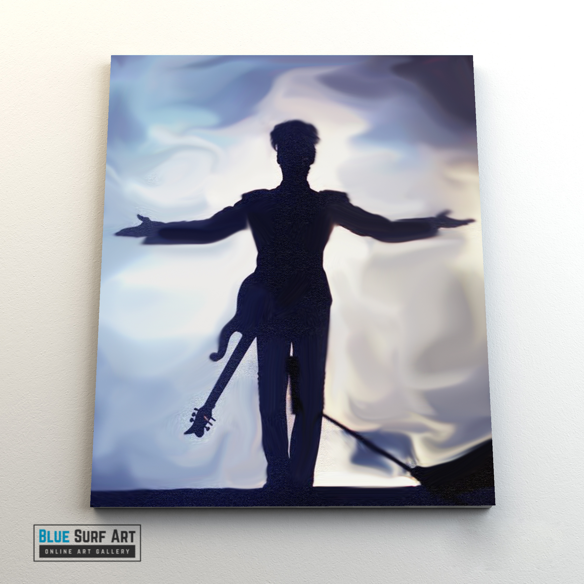 Prince on stage, Blue background