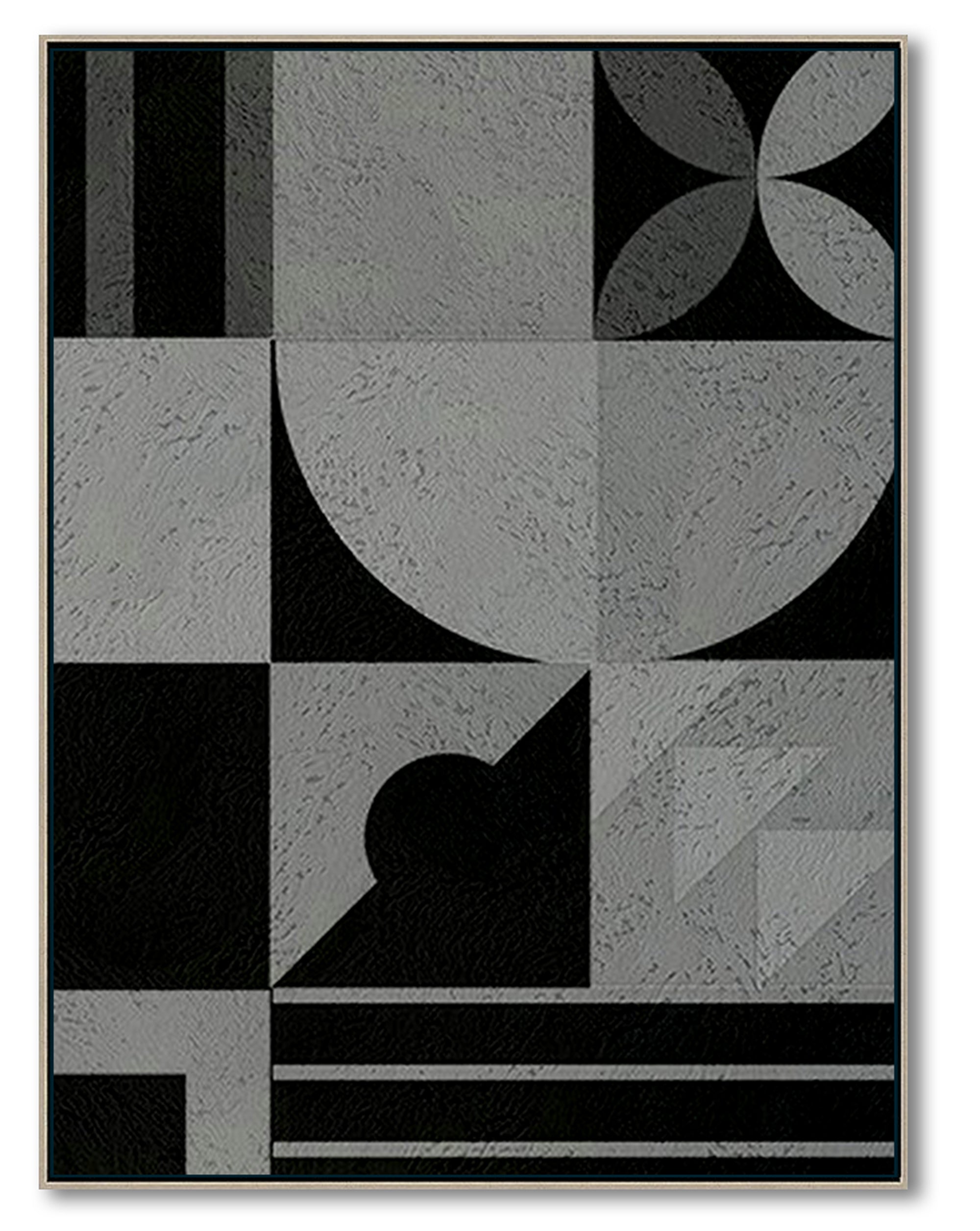 Modern Abstract Canvas Wall Art, Original Oil Painting, Black and White Living Room Wall Art Decor no. 100