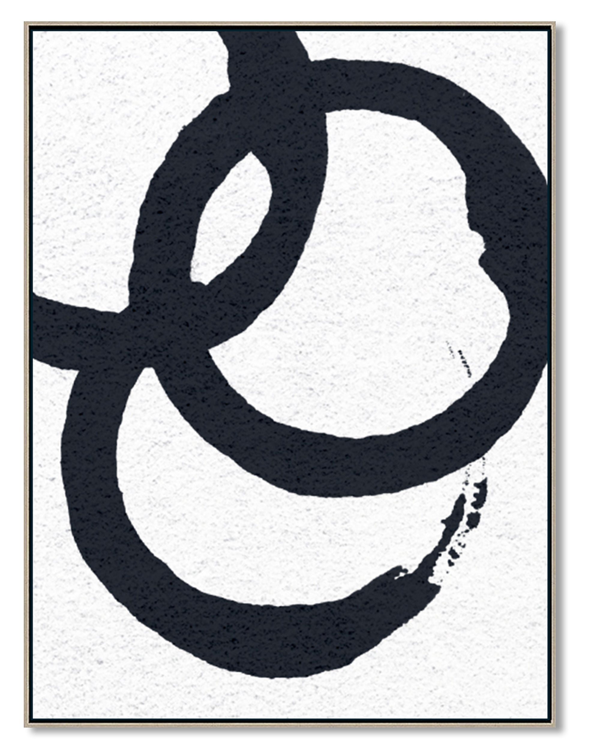 Oversized Circle Abstract Painting, Black and White Minimal Portrait Canvas Art Painting