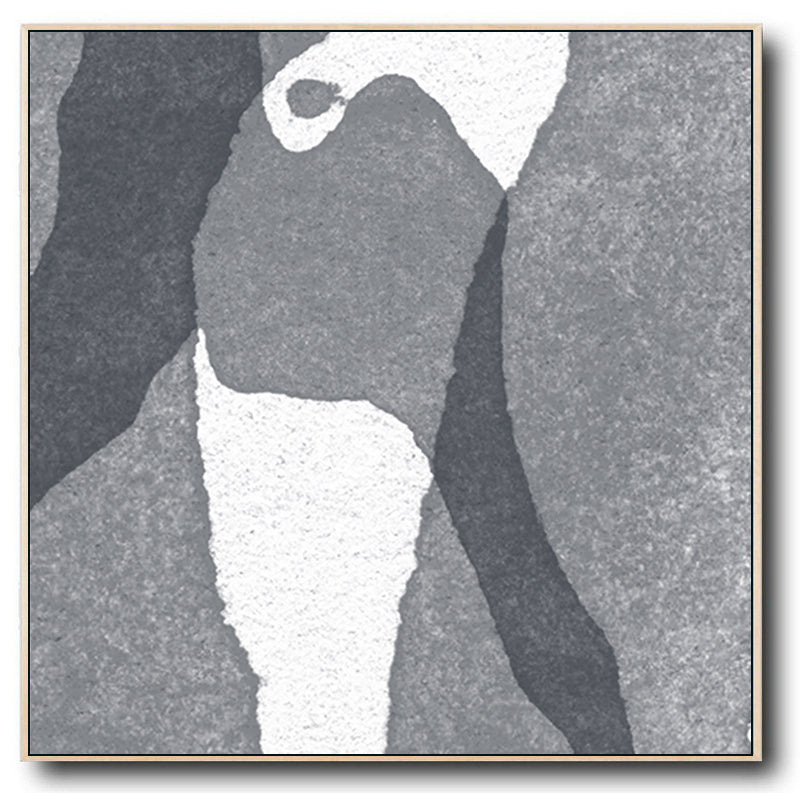 Large Abstract Painting Black & White Original Oil Painting on Canvas Square Dimension, Textured Art