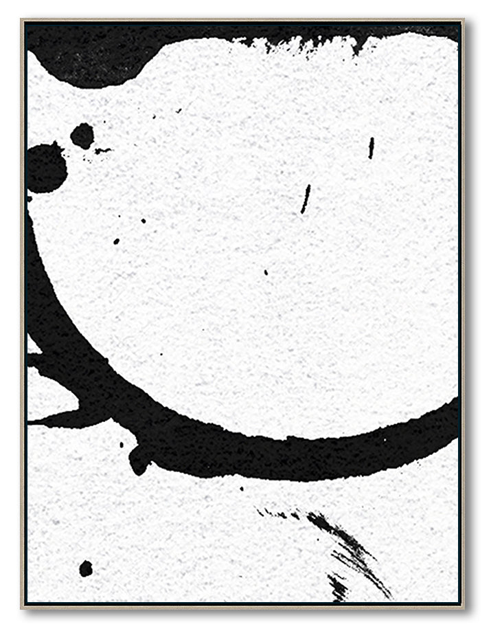 Large Modern Abstract Painting, Splash Black & White Original Painting