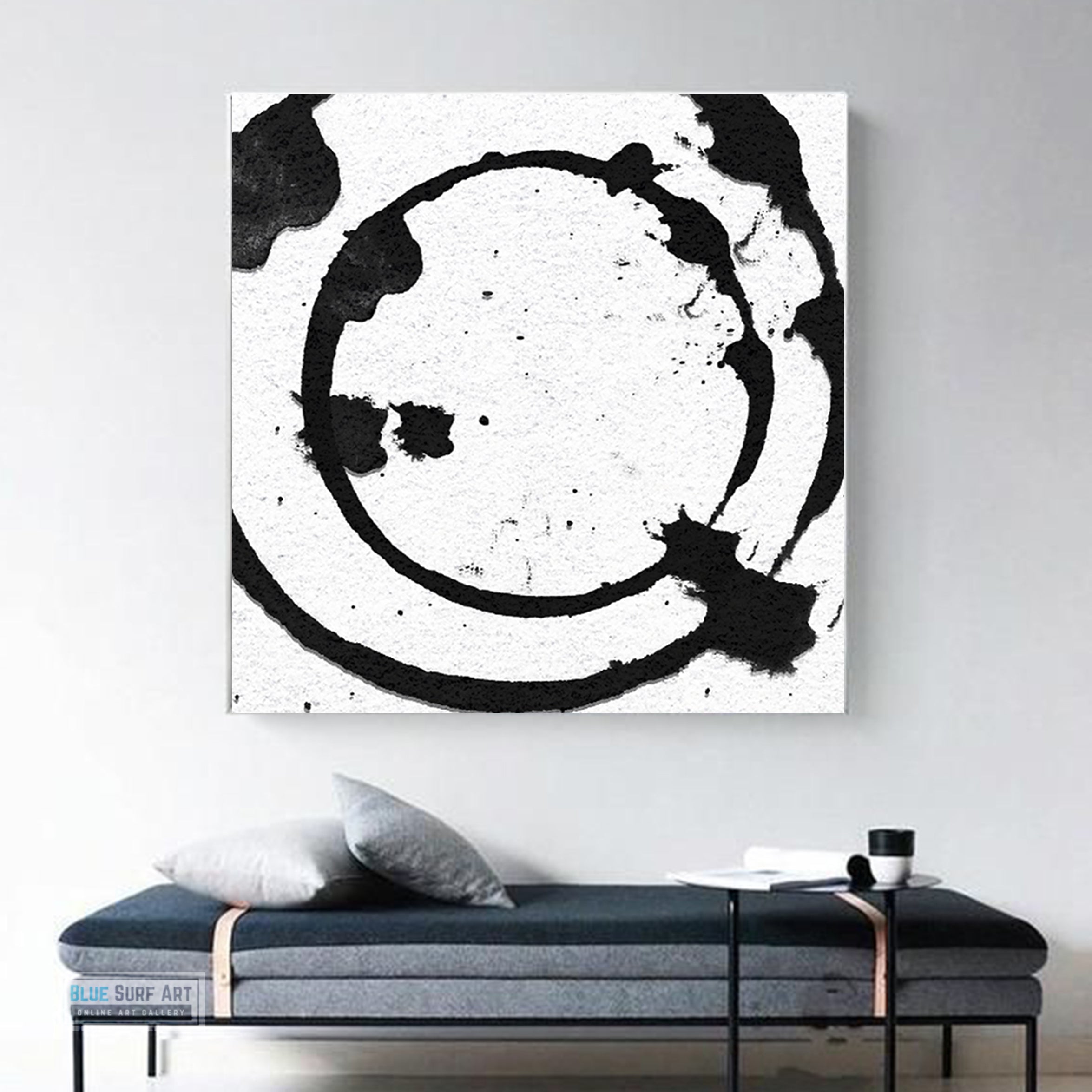 Contemporary Abstract Wall Art, Large Black and White Abstract Canvas Art Painting no.S18
