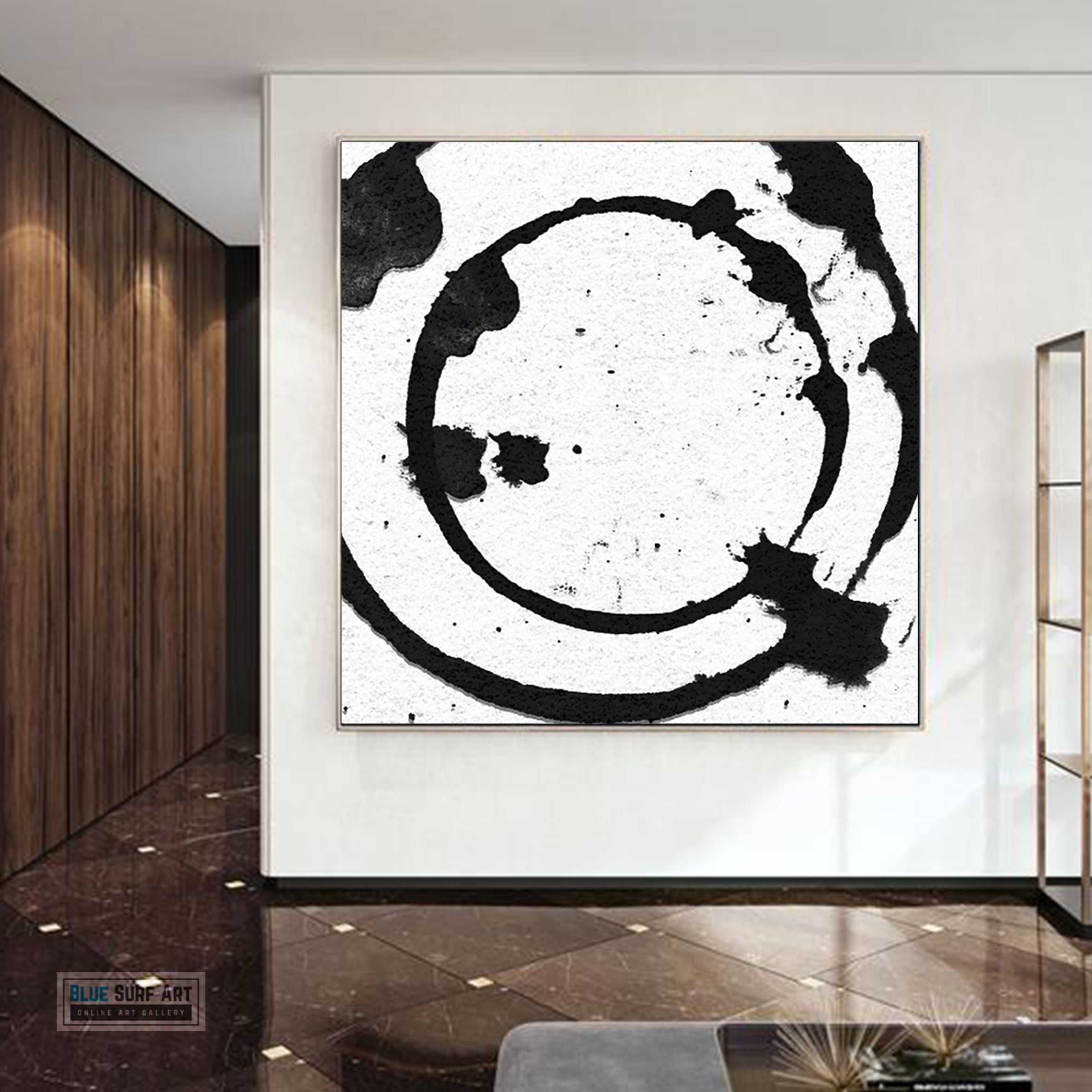 Contemporary Abstract Wall Art, Large Black and White Abstract Canvas Art Painting no.S18