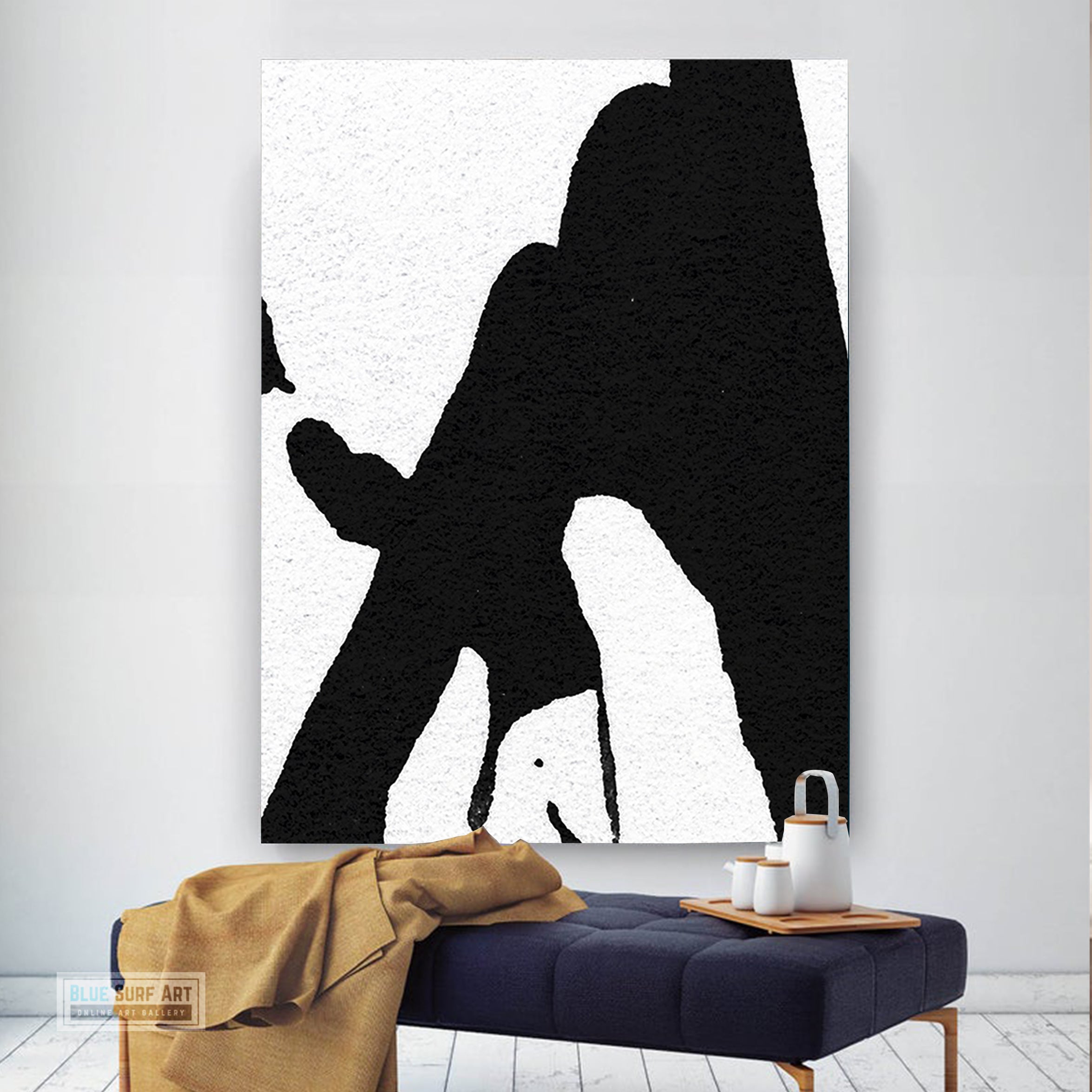 Abstract Canvas Wall Art, Original Oil Painting, Black & White Abstract Wall Art, Contemporary Modern Abstract Art Decor no.19