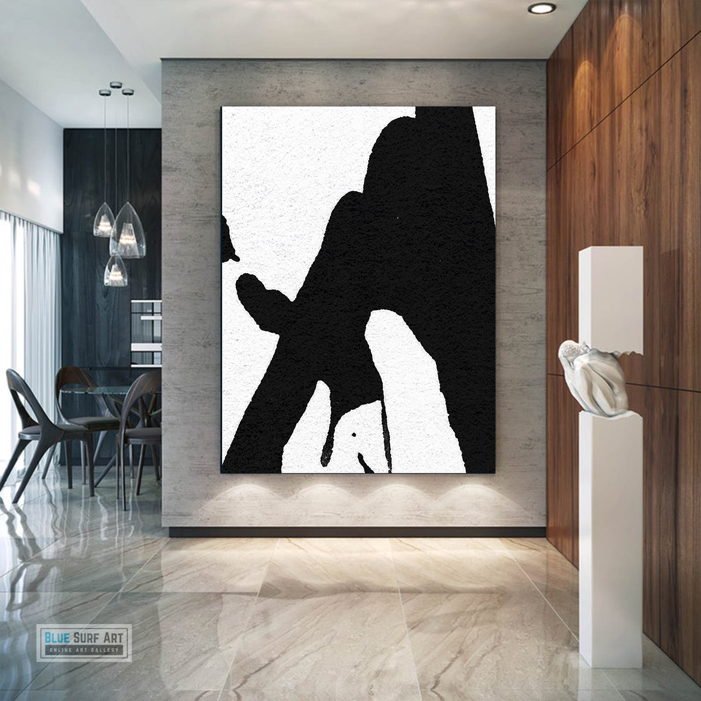 Abstract Canvas Wall Art, Original Oil Painting, Black & White Abstract Wall Art, Contemporary Modern Abstract Art Decor no.19