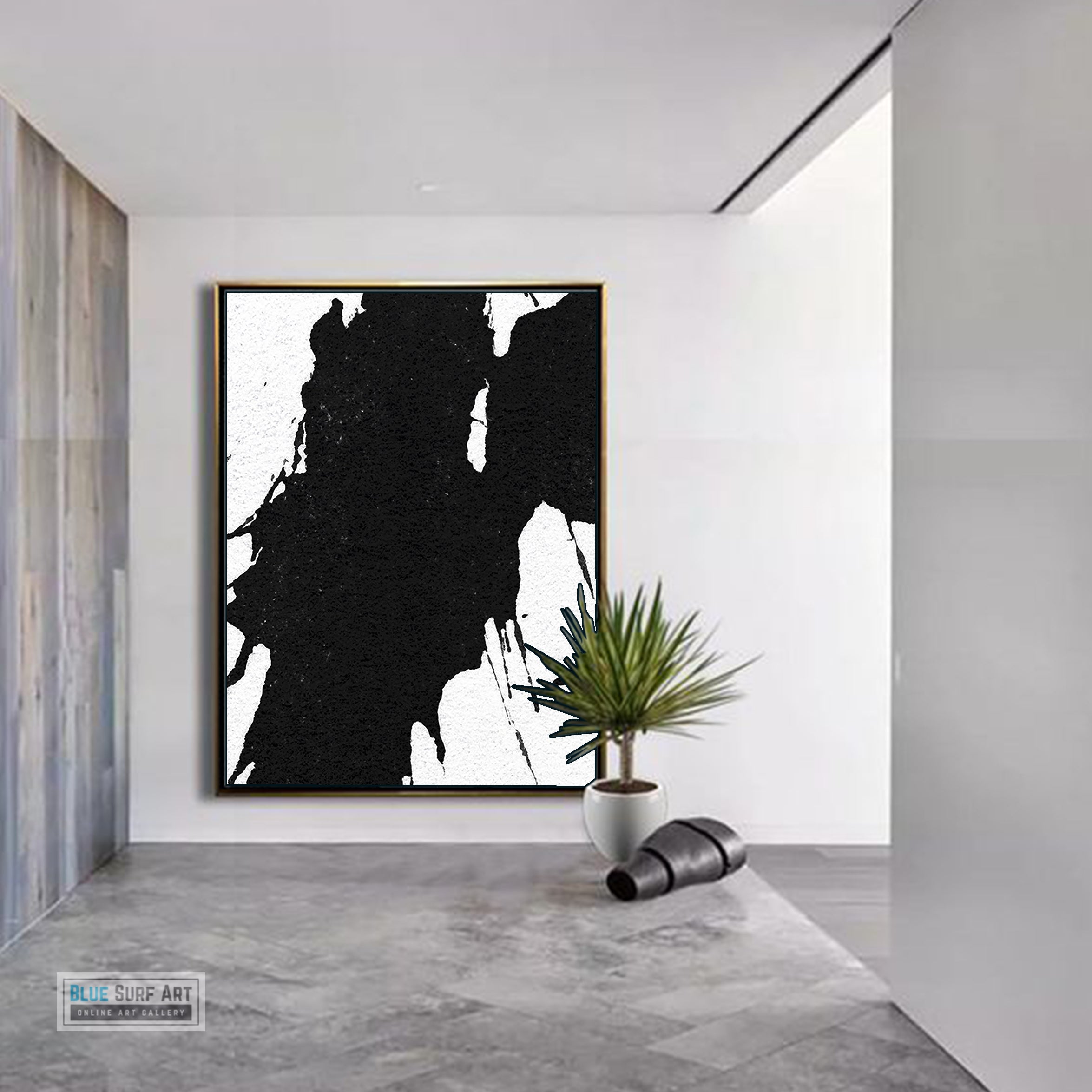 Oversized Black and White Abstract Canvas Wall Art, Original Oil Painting, Contemporary Modern Abstract Art Decor no.21