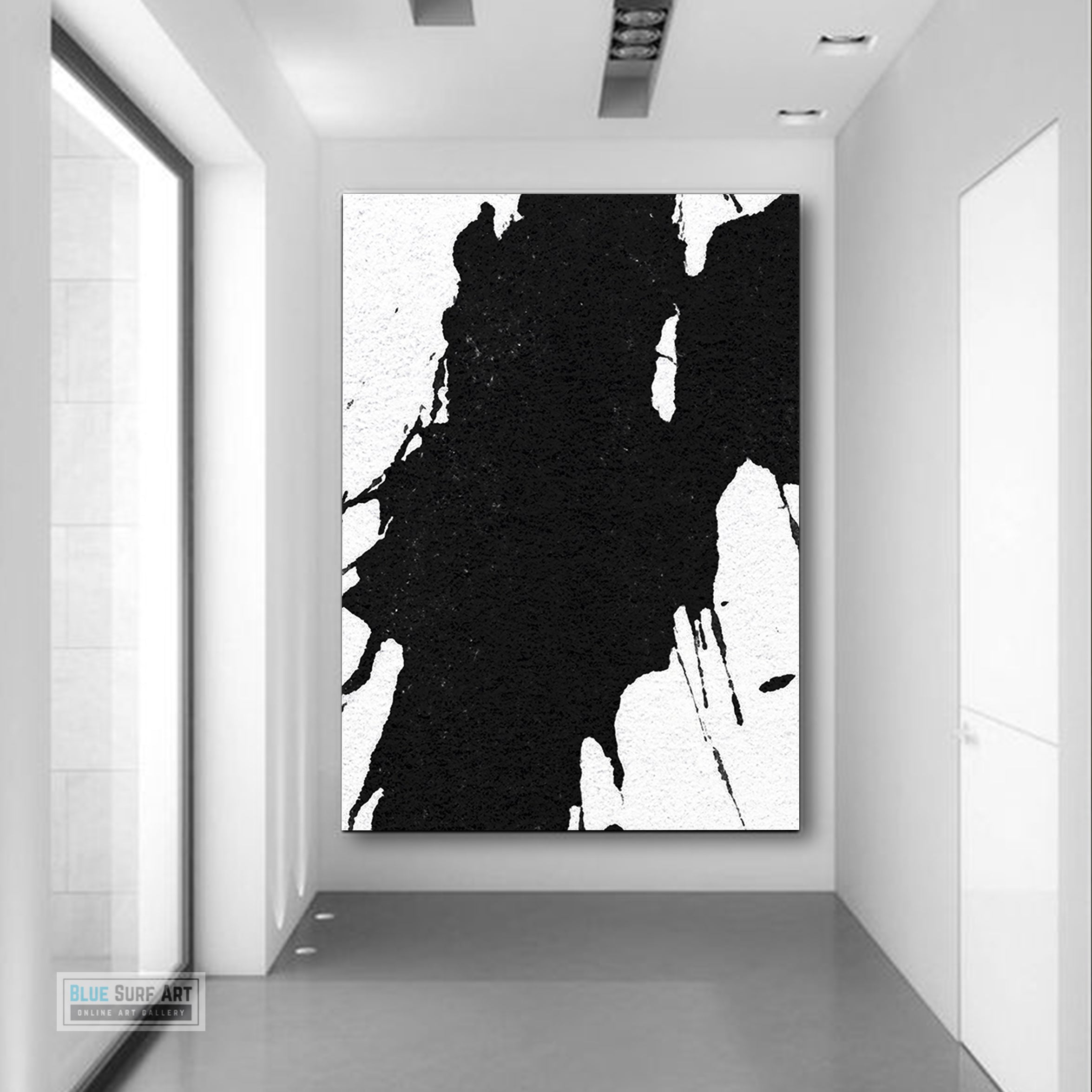 Oversized Black and White Abstract Canvas Wall Art, Original Oil Painting, Contemporary Modern Abstract Art Decor no.21