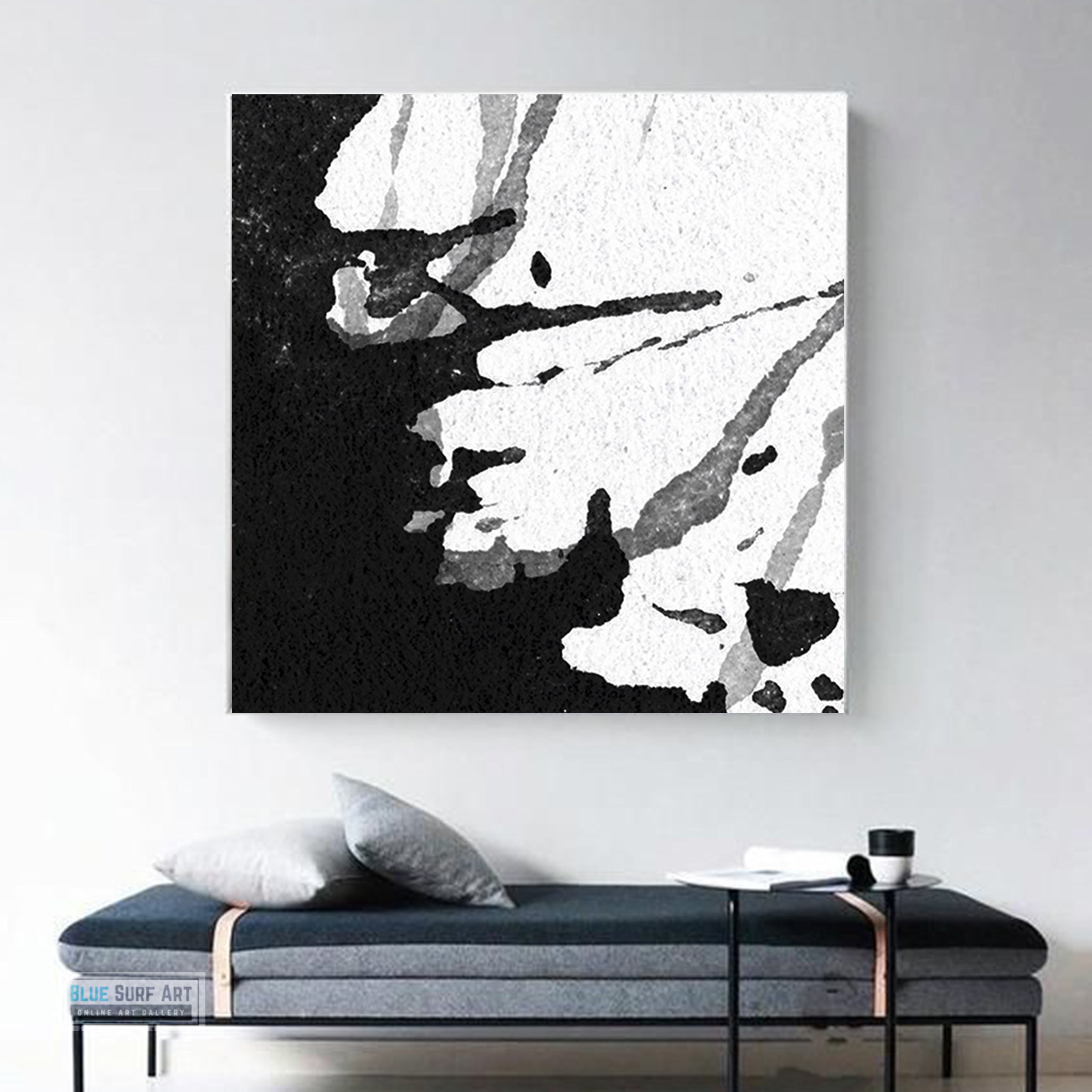 Large Abstract Black and White Splash no. S24