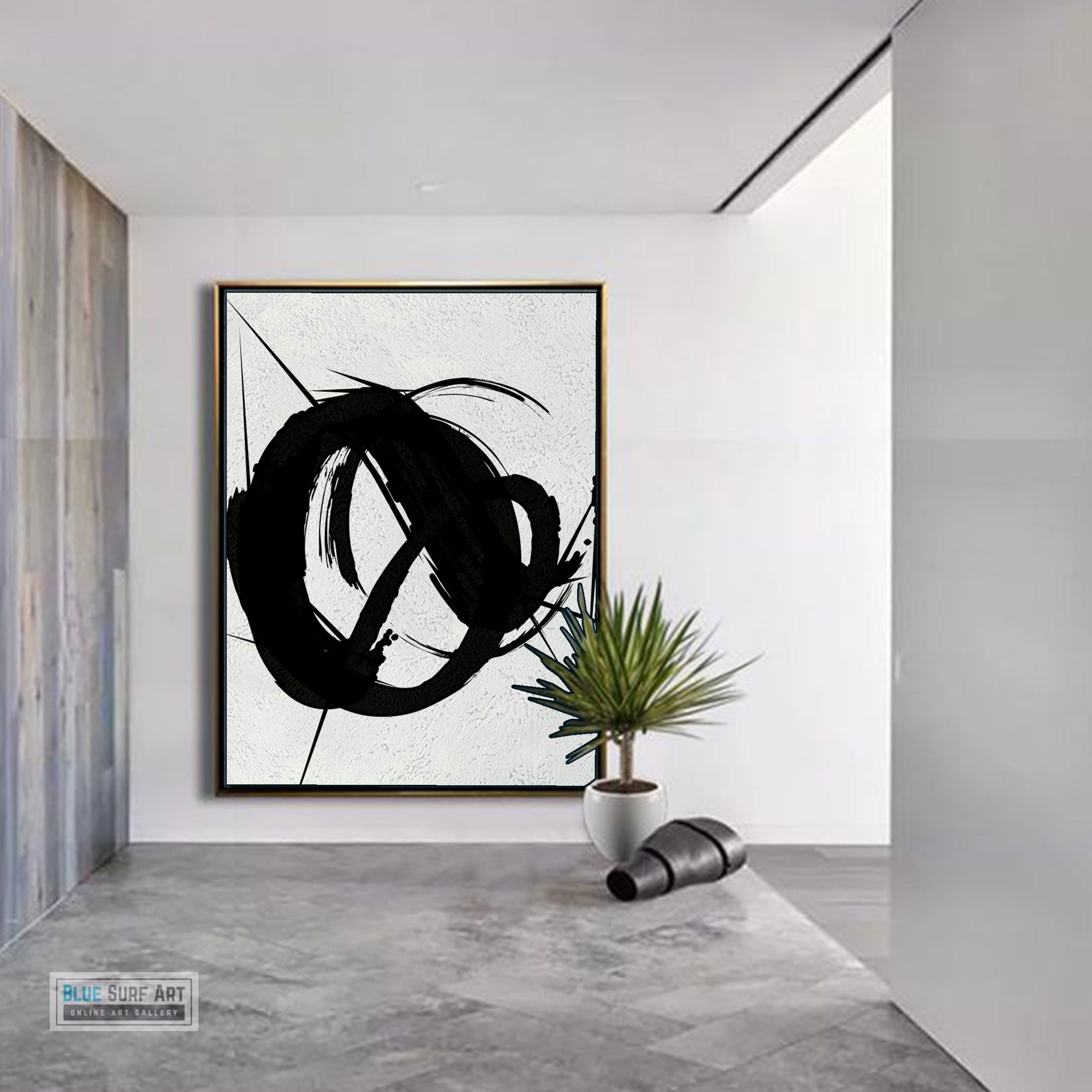 Contemporary Black and White Abstract Canvas Wall Art, Original Oil Painting, Living Room Wall Art Decor no. 29