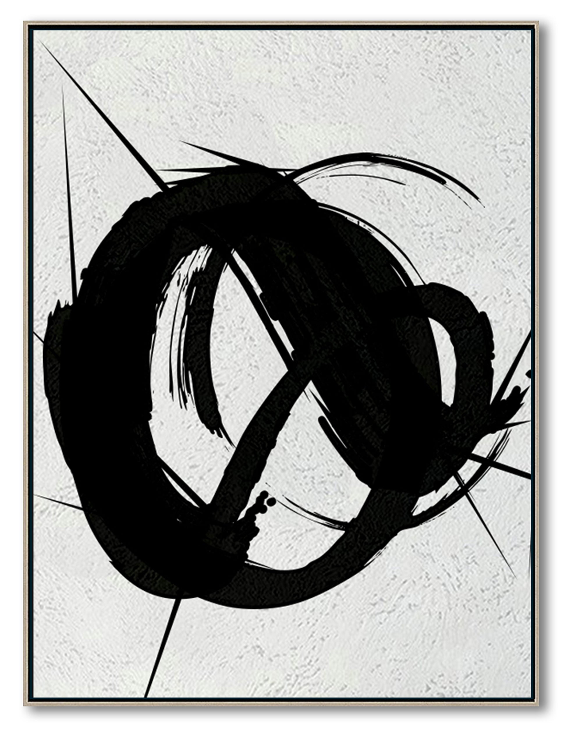 Contemporary Black and White Abstract Canvas Wall Art, Original Oil Painting, Living Room Wall Art Decor no. 29